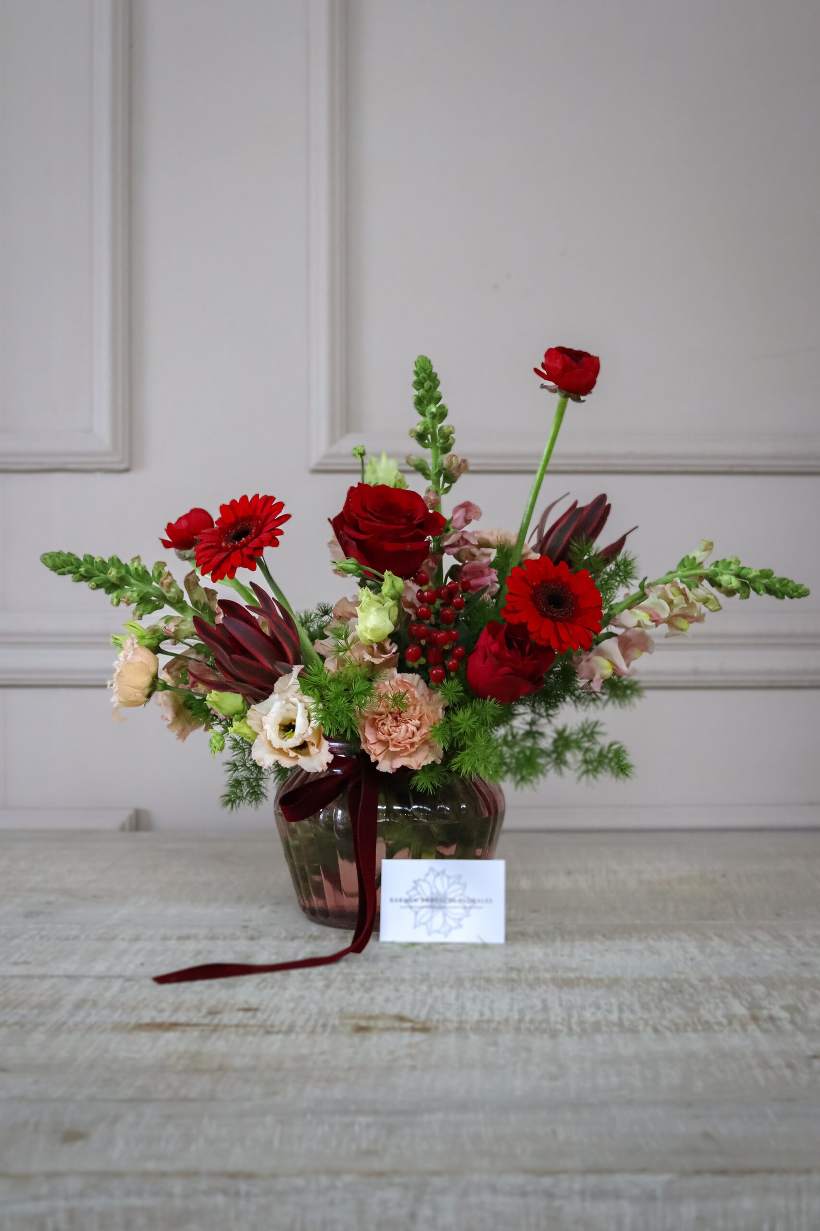 Jarrón Mauve con Flor San Valentin